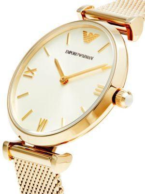 商品Emporio Armani|32MM Gold IP Stainless Steel Mesh Bracelet Watch,价格¥1266,第5张图片详细描述