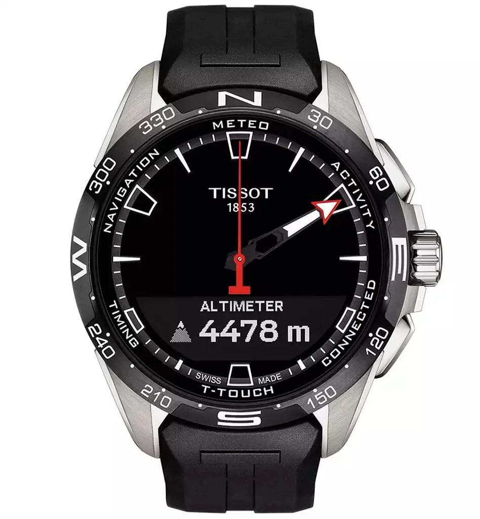 商品Tissot|Men's Swiss T-Touch Connect Solar Black Rubber Strap Smart Watch 48mm,价格¥8190,第5张图片详细描述