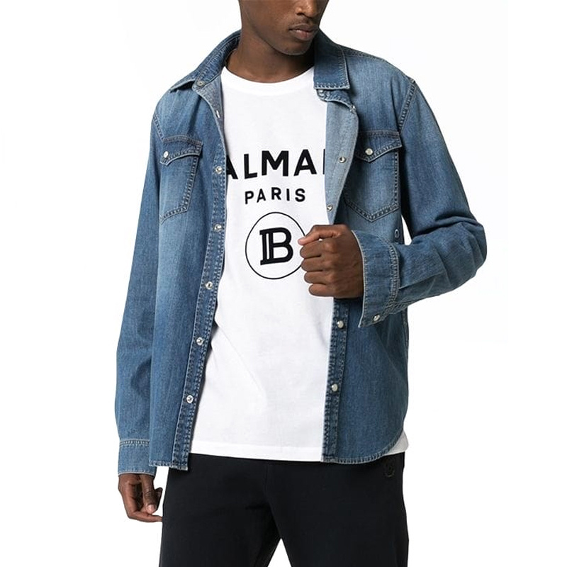 商品Balmain|BALMAIN 白色男士T恤 SH01601I192-0FA,价格¥1305,第1张图片