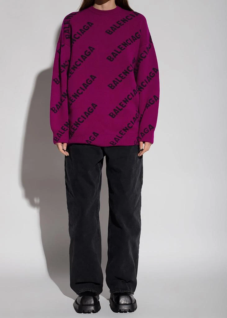 商品Balenciaga|BALENCIAGA Purple All Over Logo Sweater,价格¥6295,第2张图片详细描述