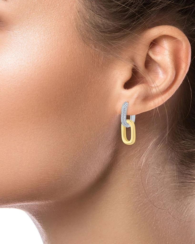 Pavé Link Drop Earrings in Rhodium Plated & 14K Gold Plated 商品