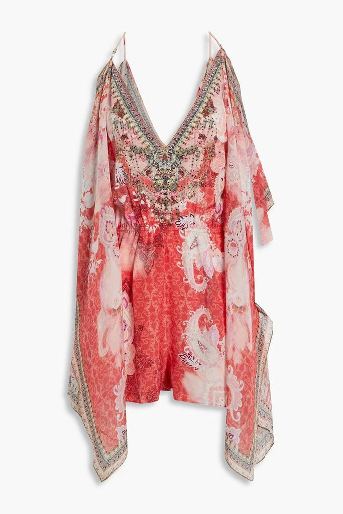 商品Camilla|Cold-shoulder chiffon-paneled printed silk crepe de chine playsuit,价格¥2245,第3张图片详细描述