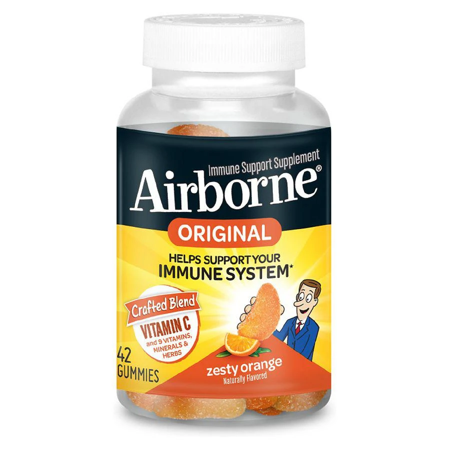 商品Airborne|Vitamin C, E, Zinc, Minerals & Herbs Immune Support Supplement Gummies Orange,价格¥126,第1张图片