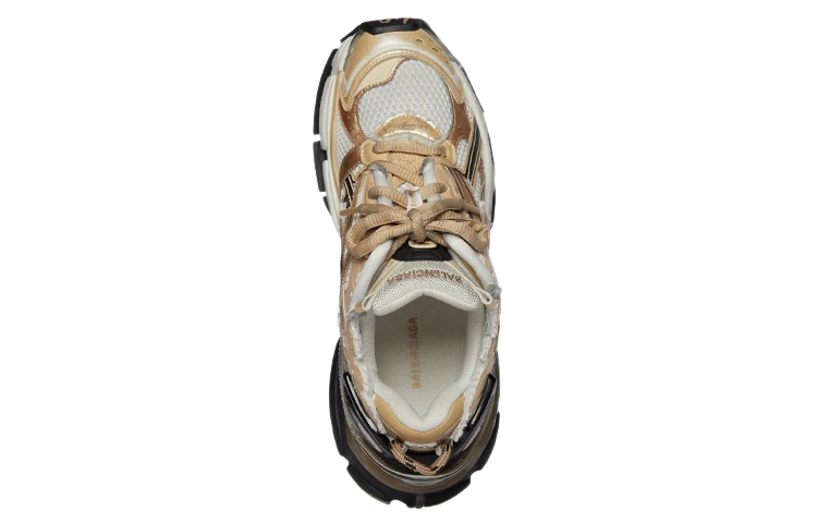 商品[国内直发] Balenciaga|巴黎世家 Valentine's Day 22 Runner 透气厚底 时尚百搭 低帮 老爹鞋 男款 米白金 做旧款,价格¥6508,第5张图片详细描述