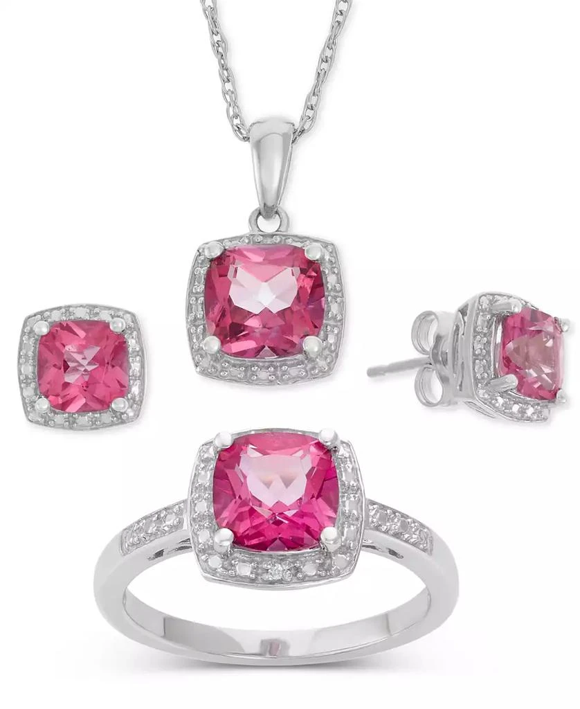 商品Macy's|Pink Topaz (6-1/5 ct. t.w.) and Diamond Accent Jewelry Set in Sterling Silver,价格¥981,第1张图片