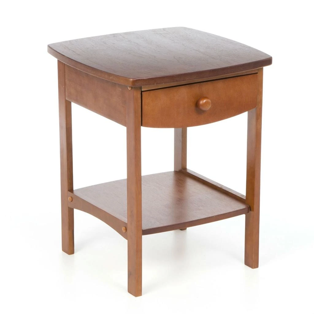 商品QuikFurn|Walnut Wood Finish 1-Drawer Bedroom Nightstand Bedside Table,价格¥873,第1张图片