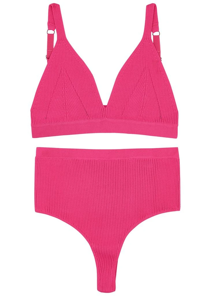 商品LOVE STORIES|Ross hot pink ribbed-knit soft-cup bra,价格¥272,第1张图片
