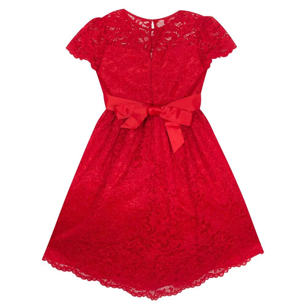 商品Rare Editions|Big Girls Glitter Lace High Low Dress with Scallop Hem,价格¥170,第5张图片详细描述
