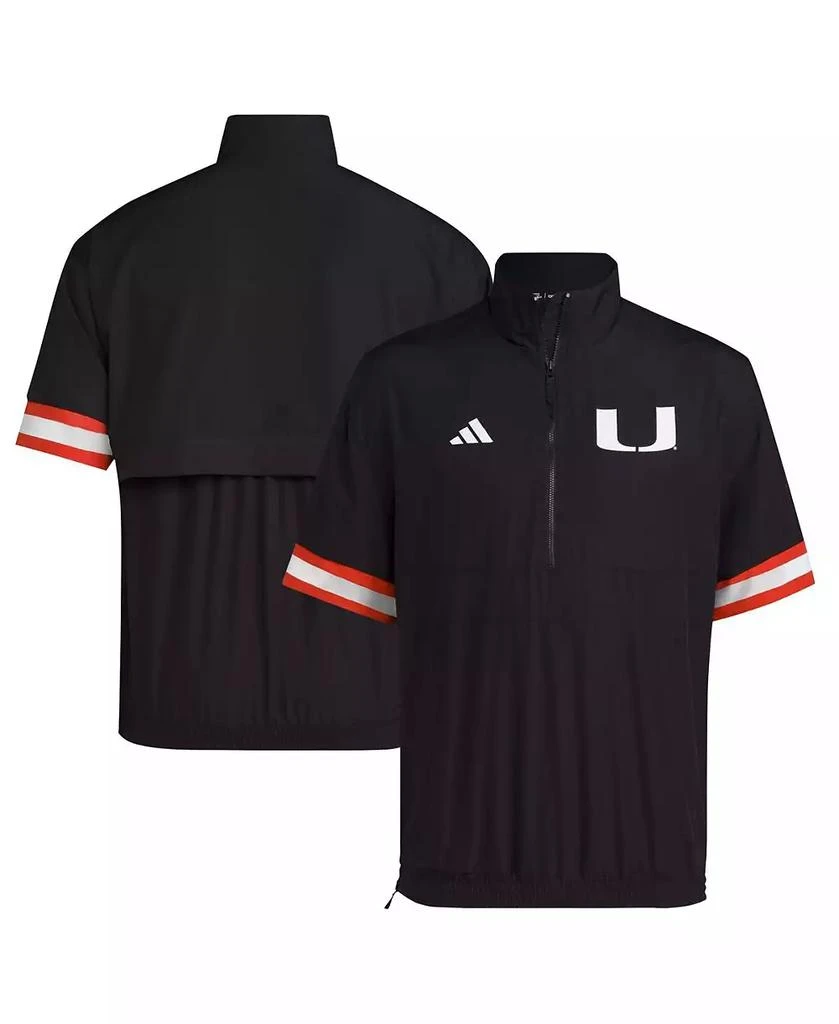 商品Adidas|Men's Black Miami Hurricanes Strategy Short Sleeve Half-Zip Jacket,价格¥472,第1张图片