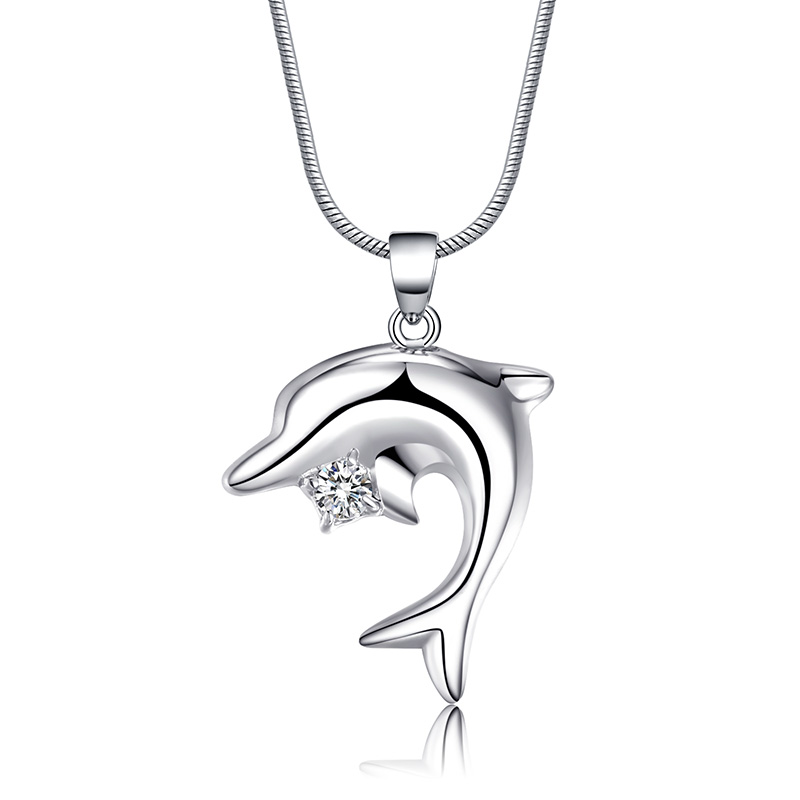 【美国】MY FASHION DESIGN 925银首饰品女士海豚戏珠项链商品第1张图片规格展示