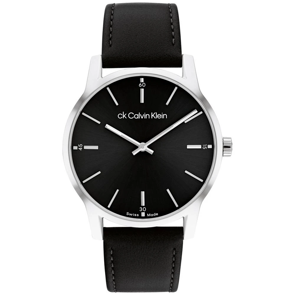 商品Calvin Klein|Men's Swiss Dressed Black Leather Strap Watch 40mm,价格¥1336,第1张图片