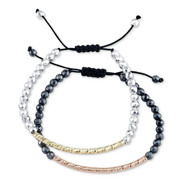 商品Unwritten|2-Pc. Set Beaded Slider Bracelets in Multi-Tone Silver-Plate,价格¥105,第1张图片