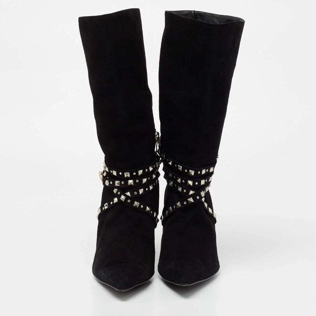 商品[二手商品] Versace|Versace Black Suede Studded Mid Calf Boots Size 38,价格¥882,第3张图片详细描述
