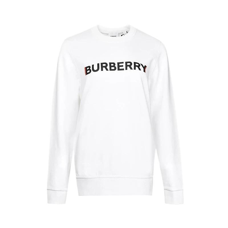 商品Burberry|【现货】博柏利 女士白色棉质胸口Logo印花卫衣80526601,价格¥1673,第1张图片