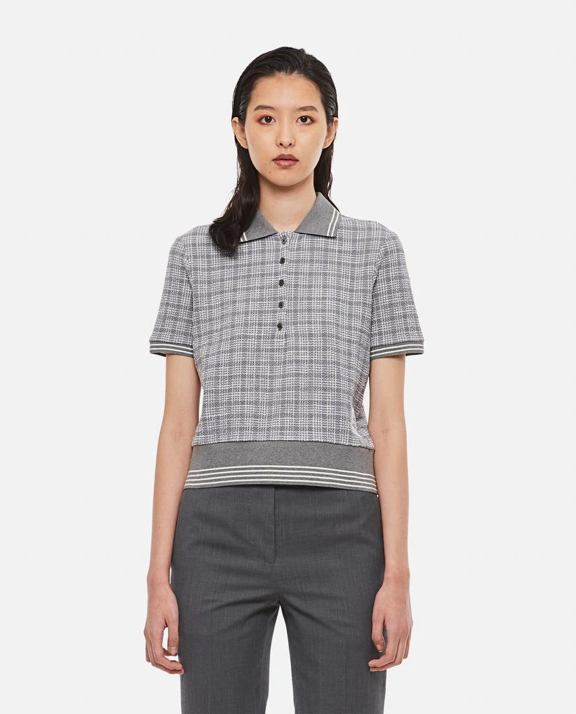 商品Thom Browne|Thom Browne CHECK TEXTURED COTTON TWEED POLO size 38,价格¥2668,第1张图片