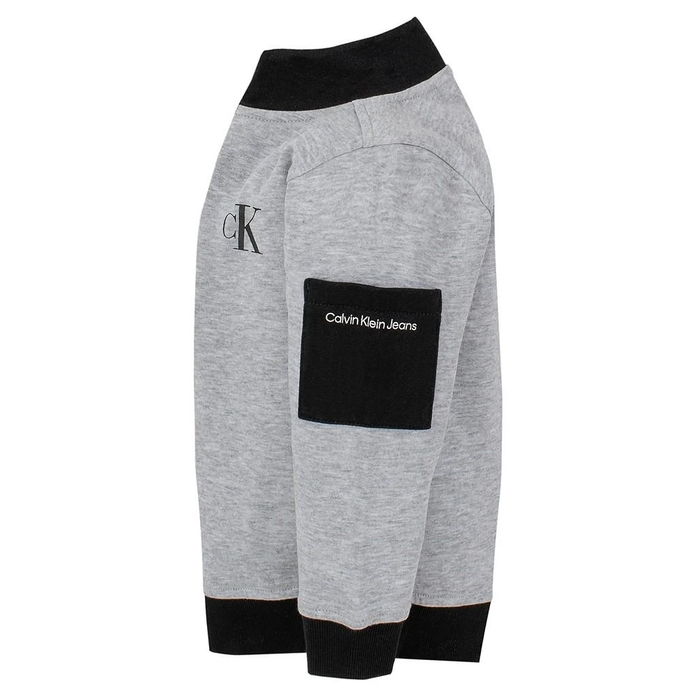 商品Calvin Klein|Toddler Boys Heather Fleece Semi-Zip Mock-Neck and Twill Joggers, 2 Piece Set,价格¥217,第2张图片详细描述