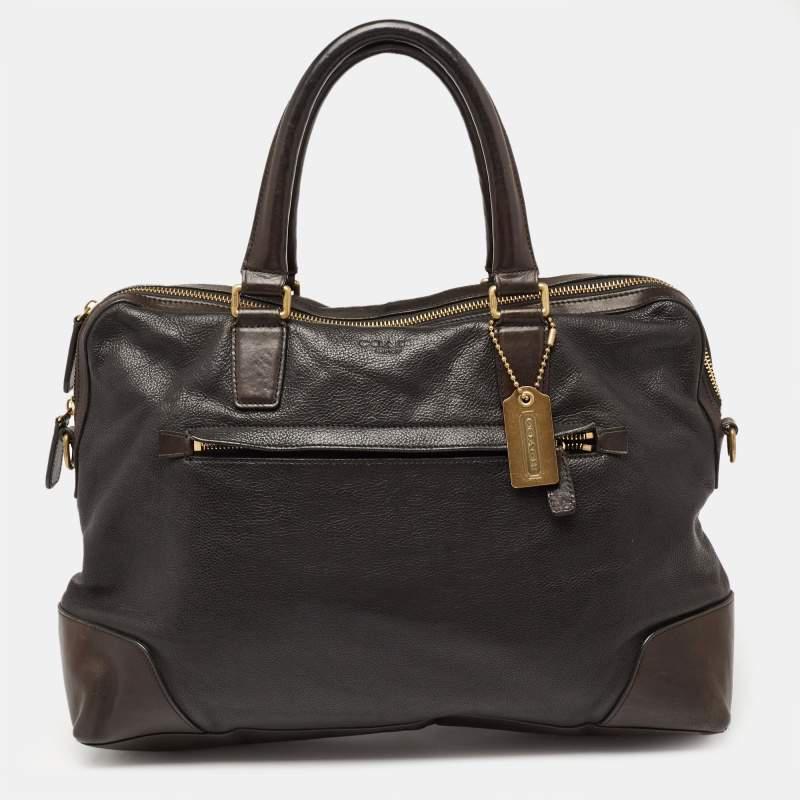 商品[二手商品] Coach|Coach Black/Dark Brown Leather Briefcase Bag,价格¥1311,第1张图片