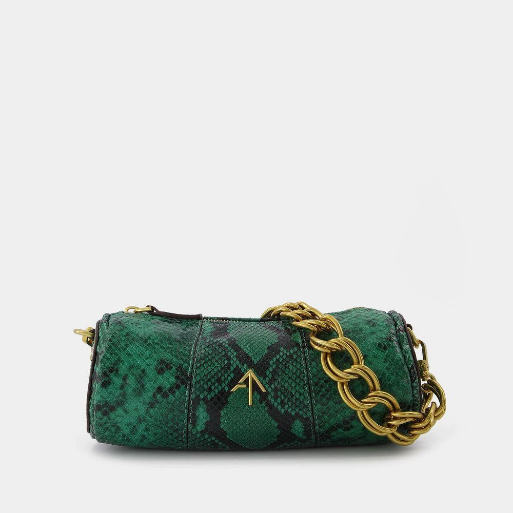 商品Manu Atelier|Mini Cylinder Bag in Snake Embossed Green Leather,价格¥3405,第1张图片