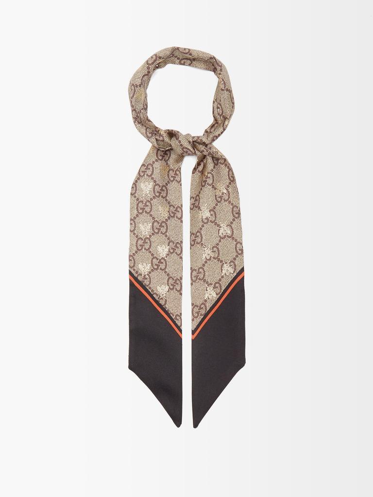 商品Gucci|GG and bee-jacquard silk-twill scarf,价格¥1410,第1张图片