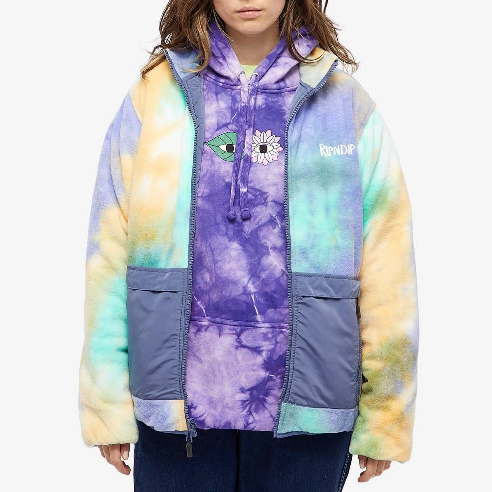 商品RIPNDIP|RIPNDIP Fleece Reversible Tie Dye Jacket,价格¥550,第3张图片详细描述
