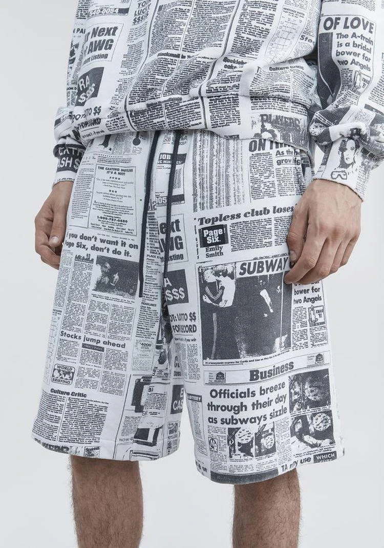 商品Alexander Wang|PAGE SIX NEWSPAPER 短裤,价格¥1173,第4张图片详细描述