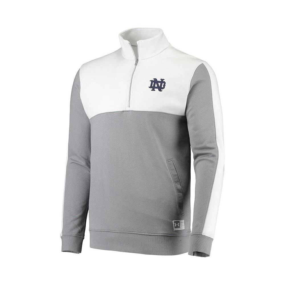商品Under Armour|Men's White Notre Dame Fighting Irish Game Day All Day Fleece Half-Zip Jacket,价格¥594,第3张图片详细描述