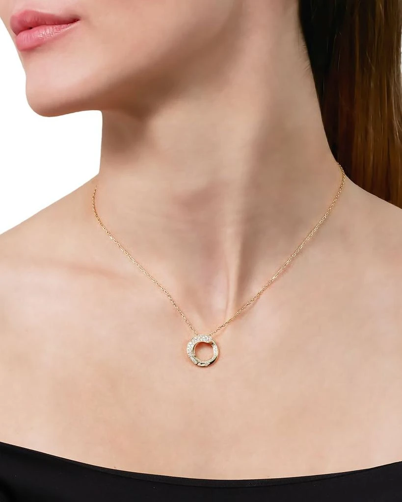 18K Yellow Gold Like Diamond Pavé Circle Pendant Necklace, 14-16" - Exclusive, Italy Campaign 商品