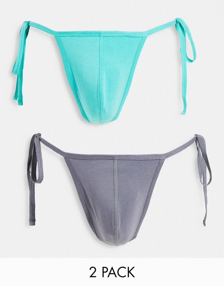 商品ASOS|ASOS DESIGN 2 pack tie side thong,价格¥72,第1张图片