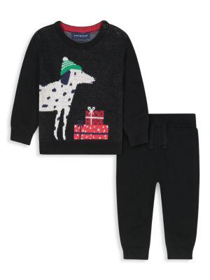 Baby Boy's 2-Piece Knit Holiday Dog Intarsia Sweater & Joggers Set商品第1张图片规格展示