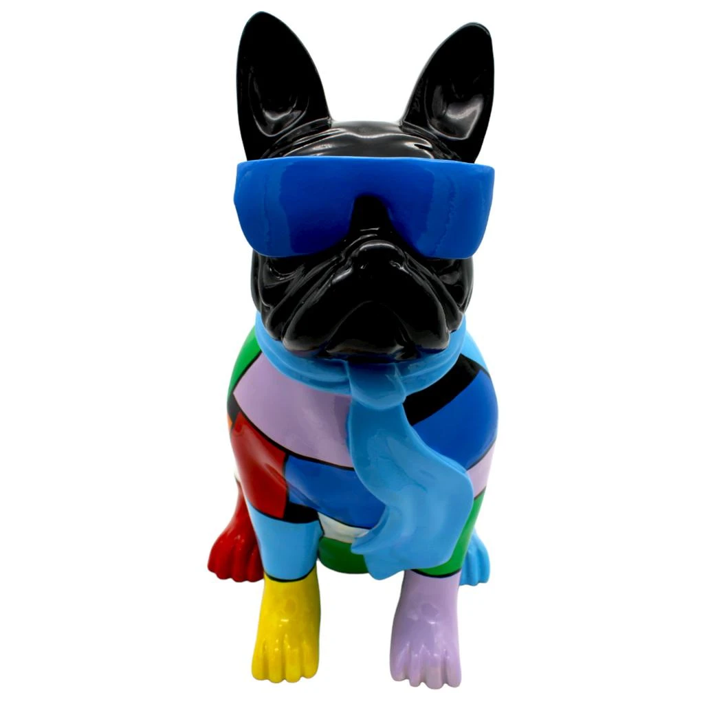 商品Interior Illusion Plus|Interior Illusions Plus Blue Patchwork Expressionist Dog with Glasses - 14" tall,价格¥2017,第1张图片