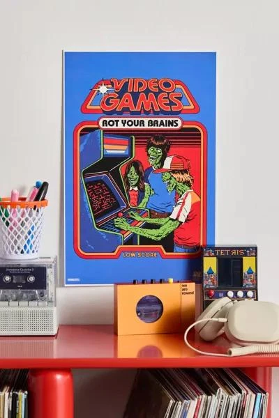 商品Steven Rhodes|Steven Rhodes Video Games Rot Your Brain Poster,价格¥76,第1张图片