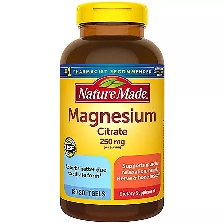 商品Nature Made|Nature Made Magnesium Citrate Softgels, 250 mg (180 ct.),价格¥180,第1张图片