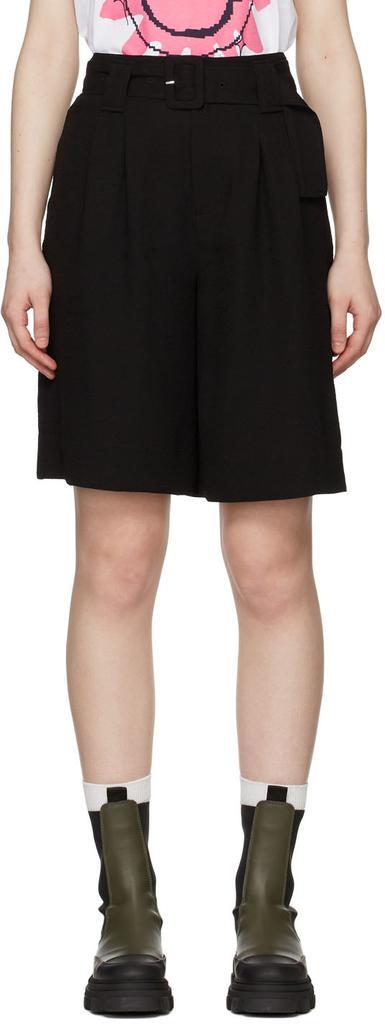 商品Ganni|Black Recycled Polyester Shorts,价格¥696,第1张图片