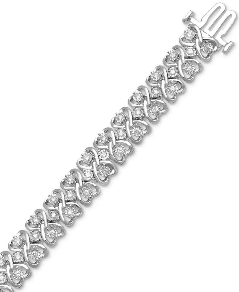 商品Macy's|Diamond Heart Link Bracelet (1 ct. t.w.) in Sterling Silver,价格¥2731,第2张图片详细描述