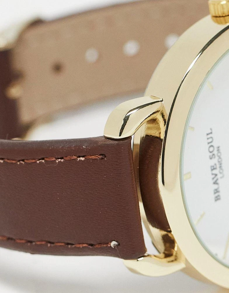 商品Brave Soul|Brave Soul slimline strap watch in tan,价格¥147,第2张图片详细描述