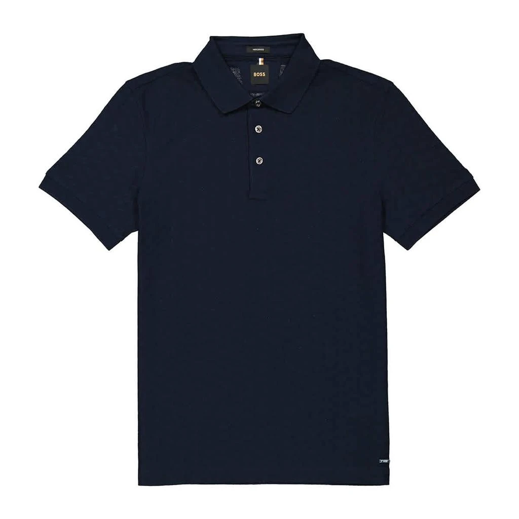 商品Hugo Boss|Men's Dark Blue Mercerized Cotton Slim-Fit Polo Shirt,价格¥761,第1张图片