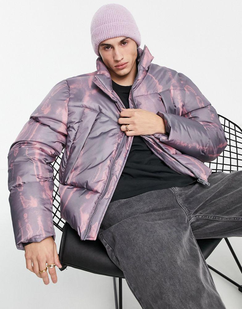 ASOS DESIGN puffer jacket in purple tie dye商品第1张图片规格展示