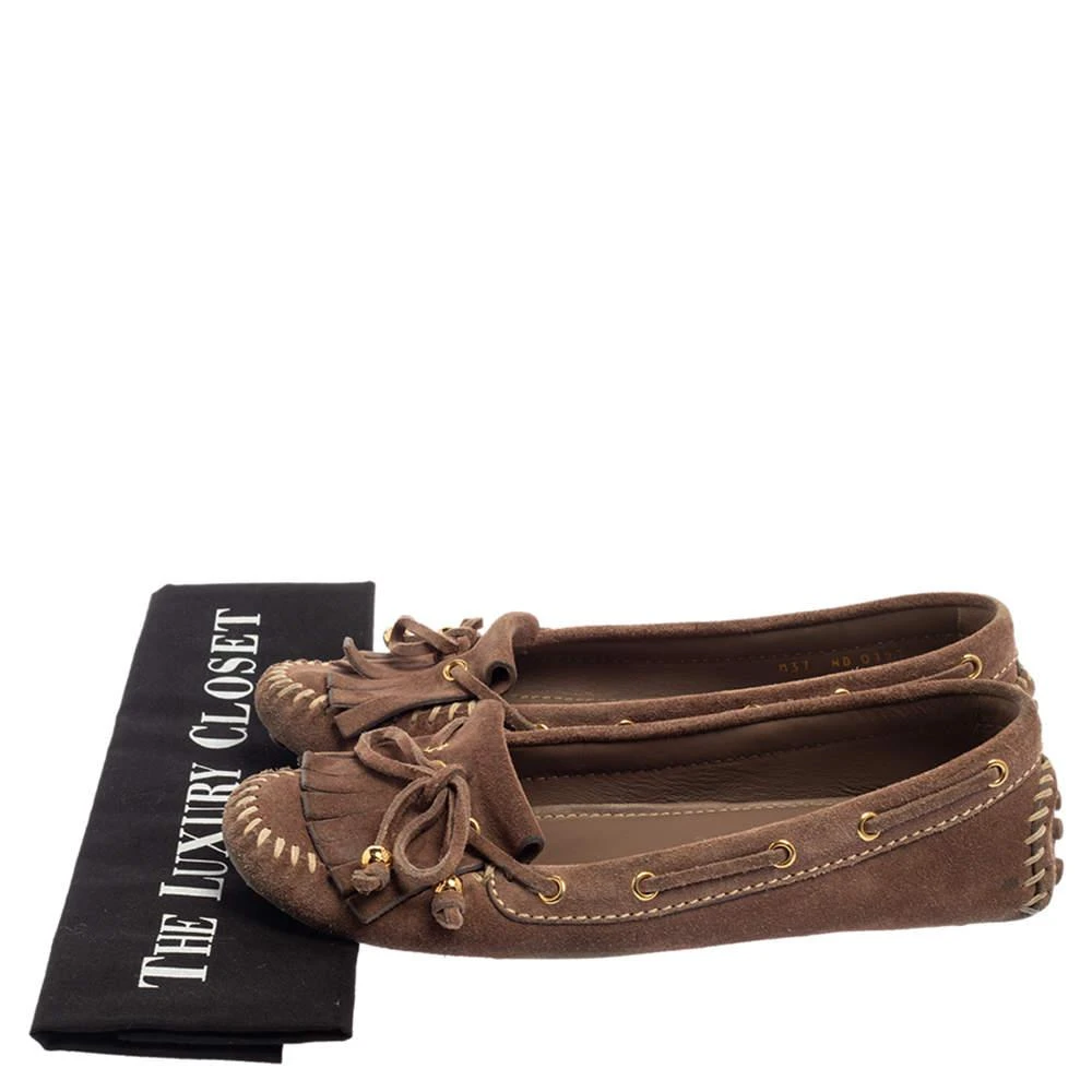 Louis Vuitton Brown Suede Bow Fringe Loafers Size 37 商品