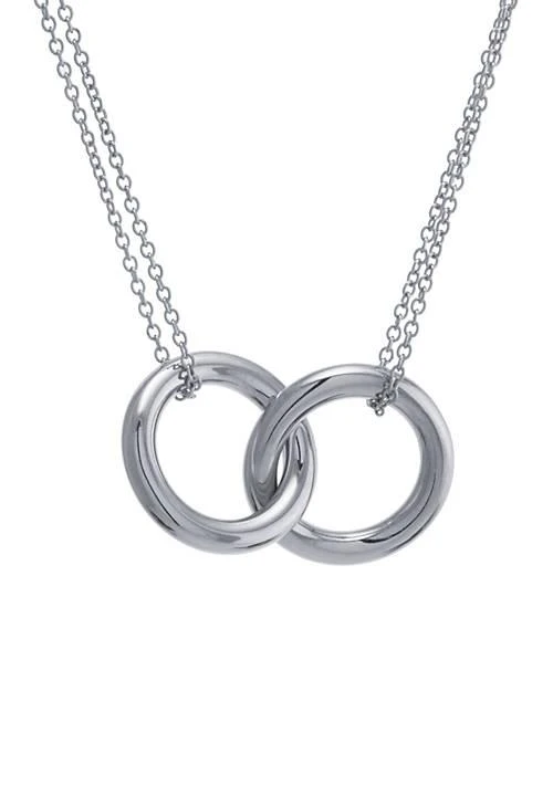商品Infinity Silver|Sterling Silver 17 in Double Circle with Double Chain Necklace,价格¥377,第1张图片详细描述