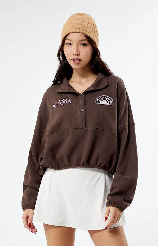 商品PacSun|Alaska Half Snap Cropped Sweatshirt,价格¥216,第1张图片详细描述