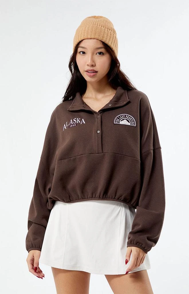 商品PacSun|Alaska Half Snap Cropped Sweatshirt,价格¥220,第1张图片