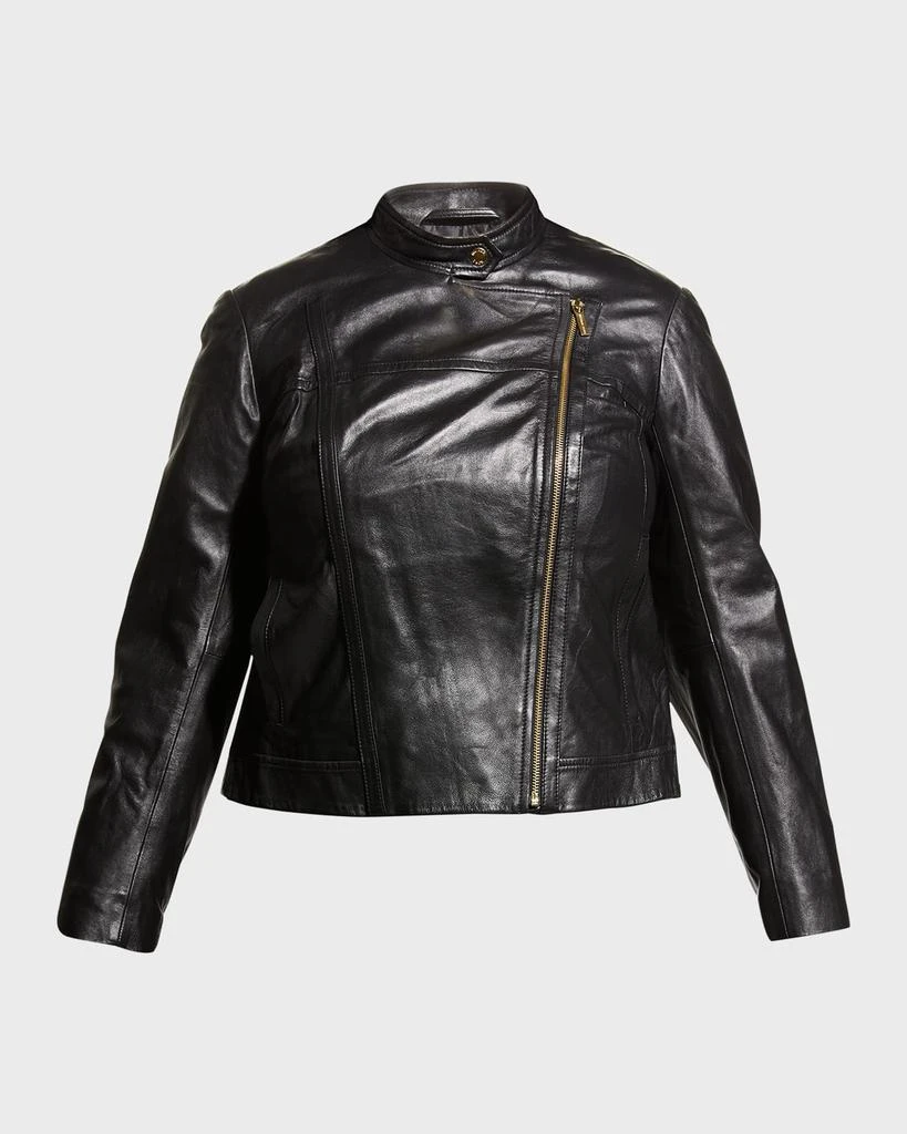 商品Michael Kors|Plus Size Leather Moto Jacket,价格¥1523,第2张图片详细描述