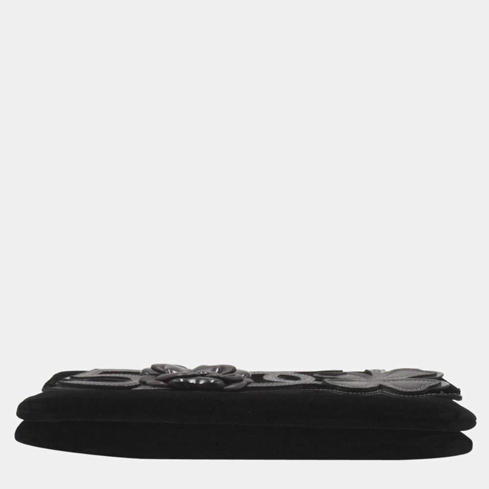 Chanel Black Suede Leather No.5 Camellia Flap Shoulder Bag商品第4张图片规格展示