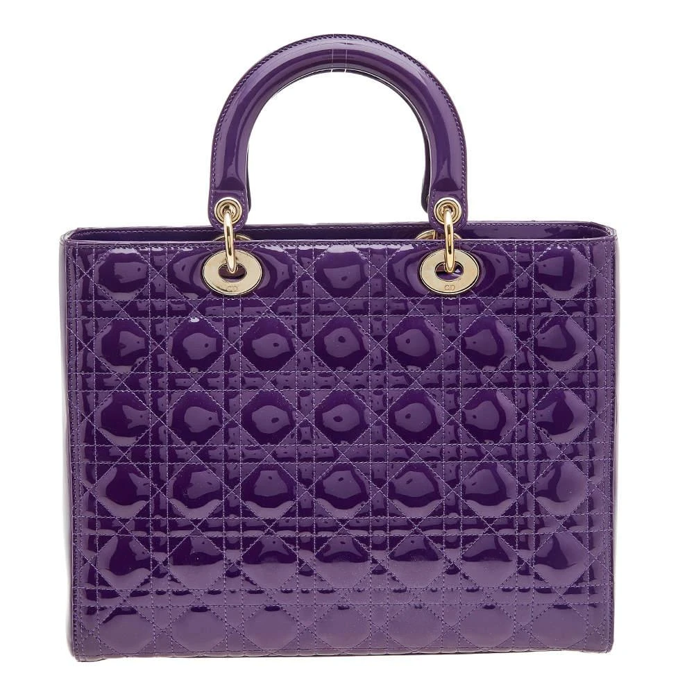 商品[二手商品] Dior|Dior Purple Cannage Patent Leather Large Lady Dior Tote,价格¥10370,第4张图片详细描述