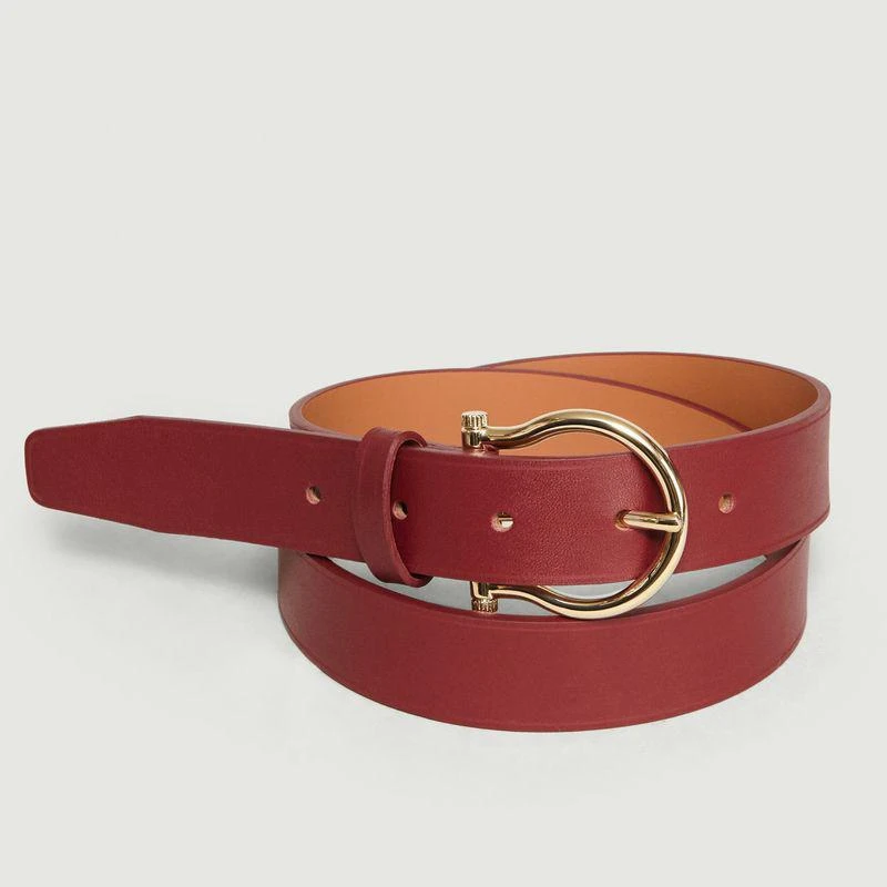 商品MAISON BOINET|Leather Belt Burgundy Maison Boinet,价格¥975,第1张图片