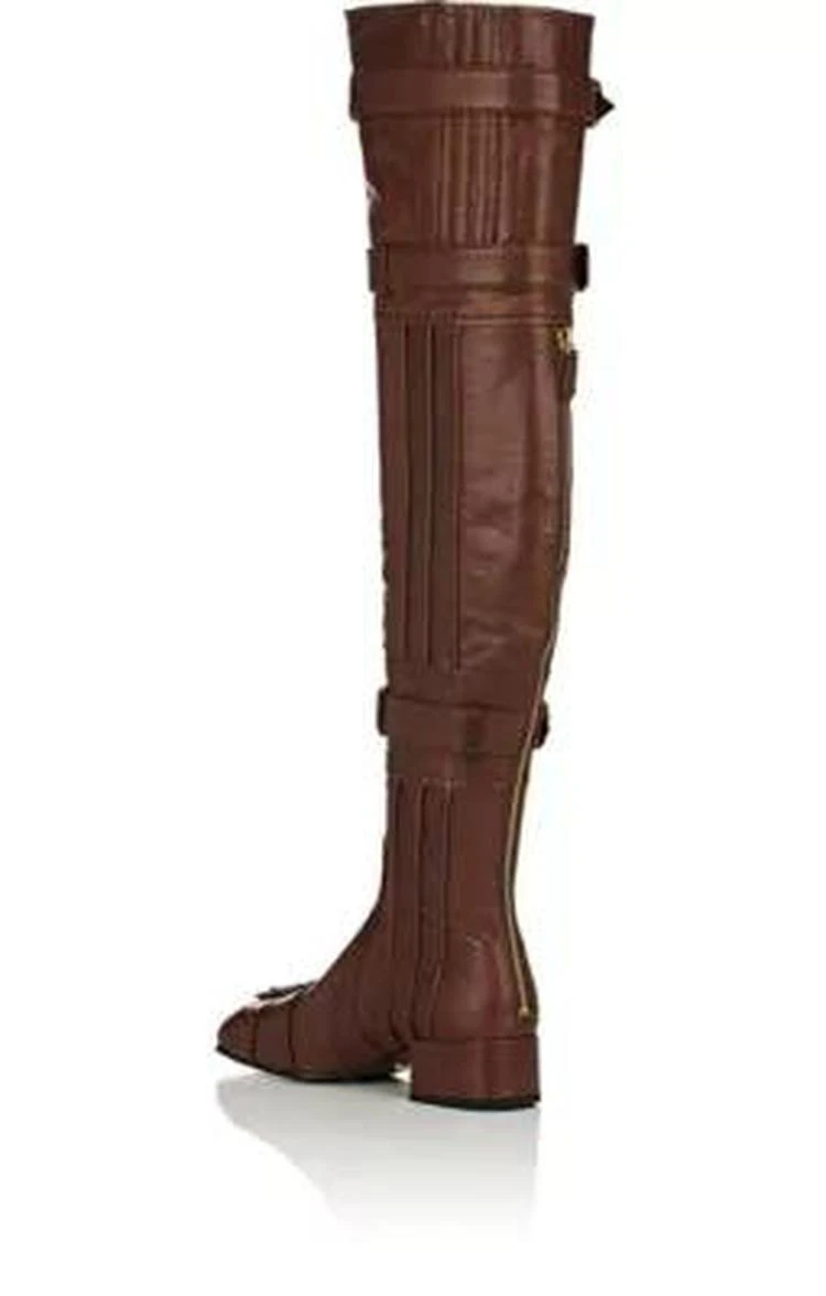 商品Prada|Leather Over-The-Knee Boots,价格¥10934,第3张图片详细描述