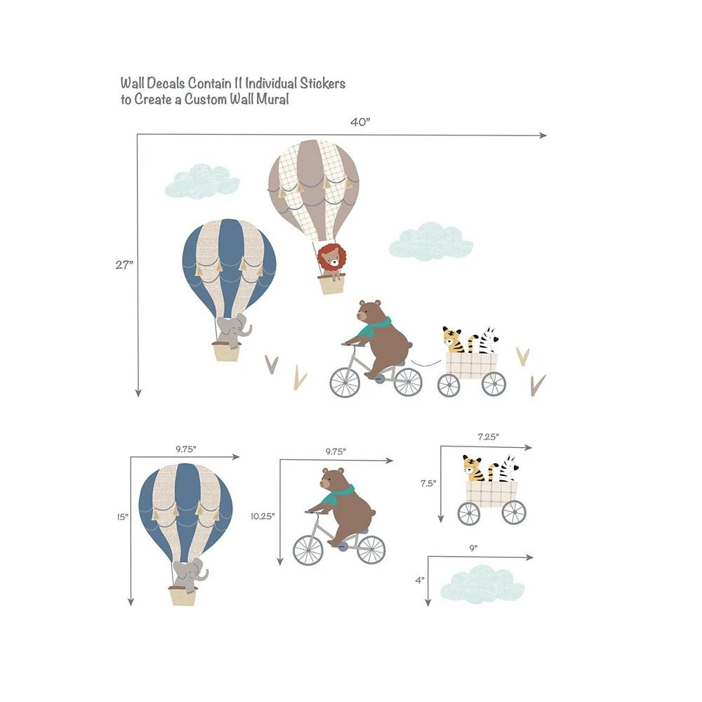 商品Bedtime Originals|Up Up & Away Hot Air Ballon Animals Wall Decals,价格¥127,第2张图片详细描述