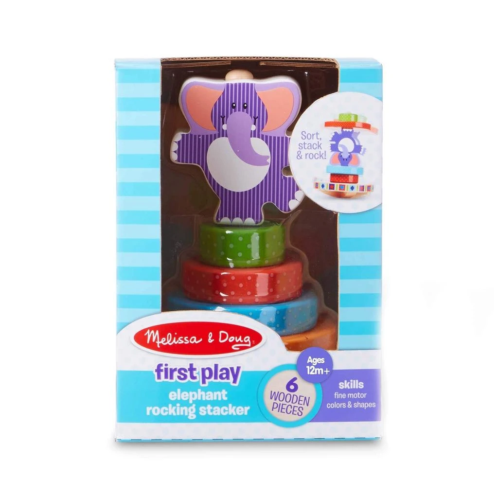 商品Melissa & Doug|Melissa & Doug First Play Wooden Elephant Rocking Stacker (6 pcs),价格¥105,第1张图片