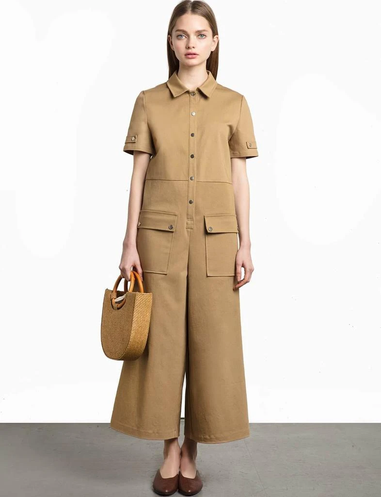 商品Pixie Market|Khaki Snap Button Jumpsuit,价格¥341,第4张图片详细描述