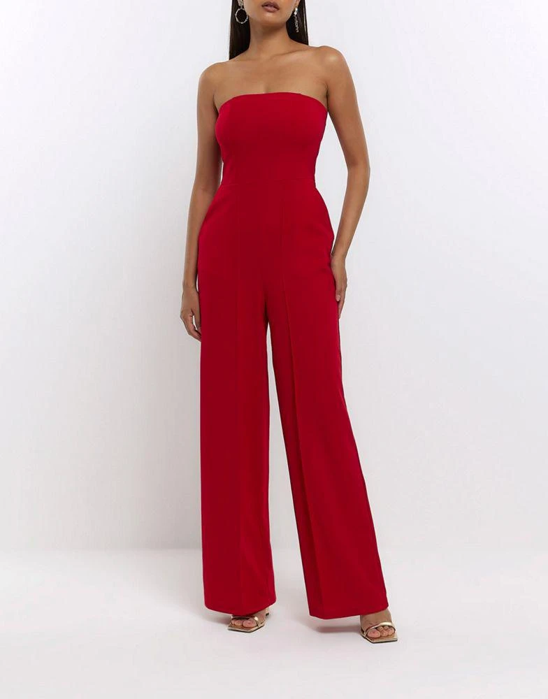 商品River Island|River Island Bandeau jumpsuit in red,价格¥395,第1张图片